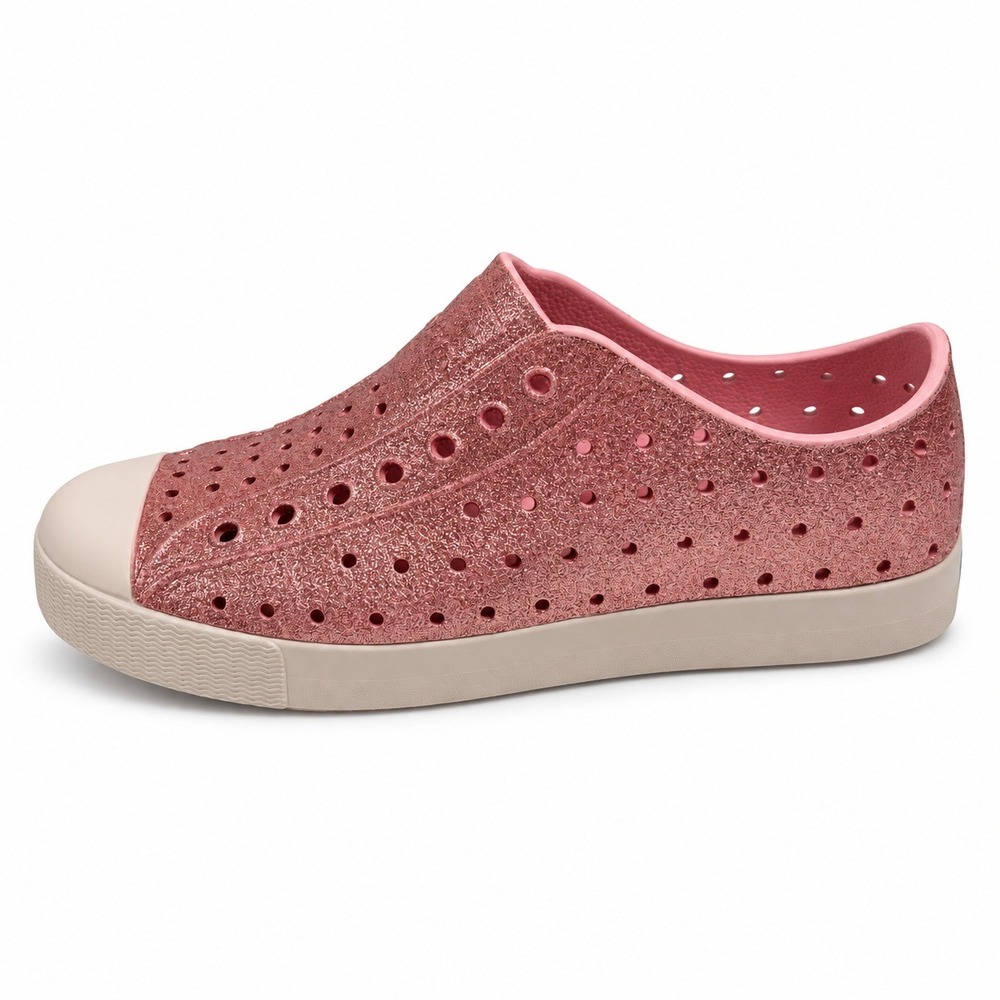 Native J3 Jefferson Slip On Shoes Bling Rose Pink Perforated Water Sneakers